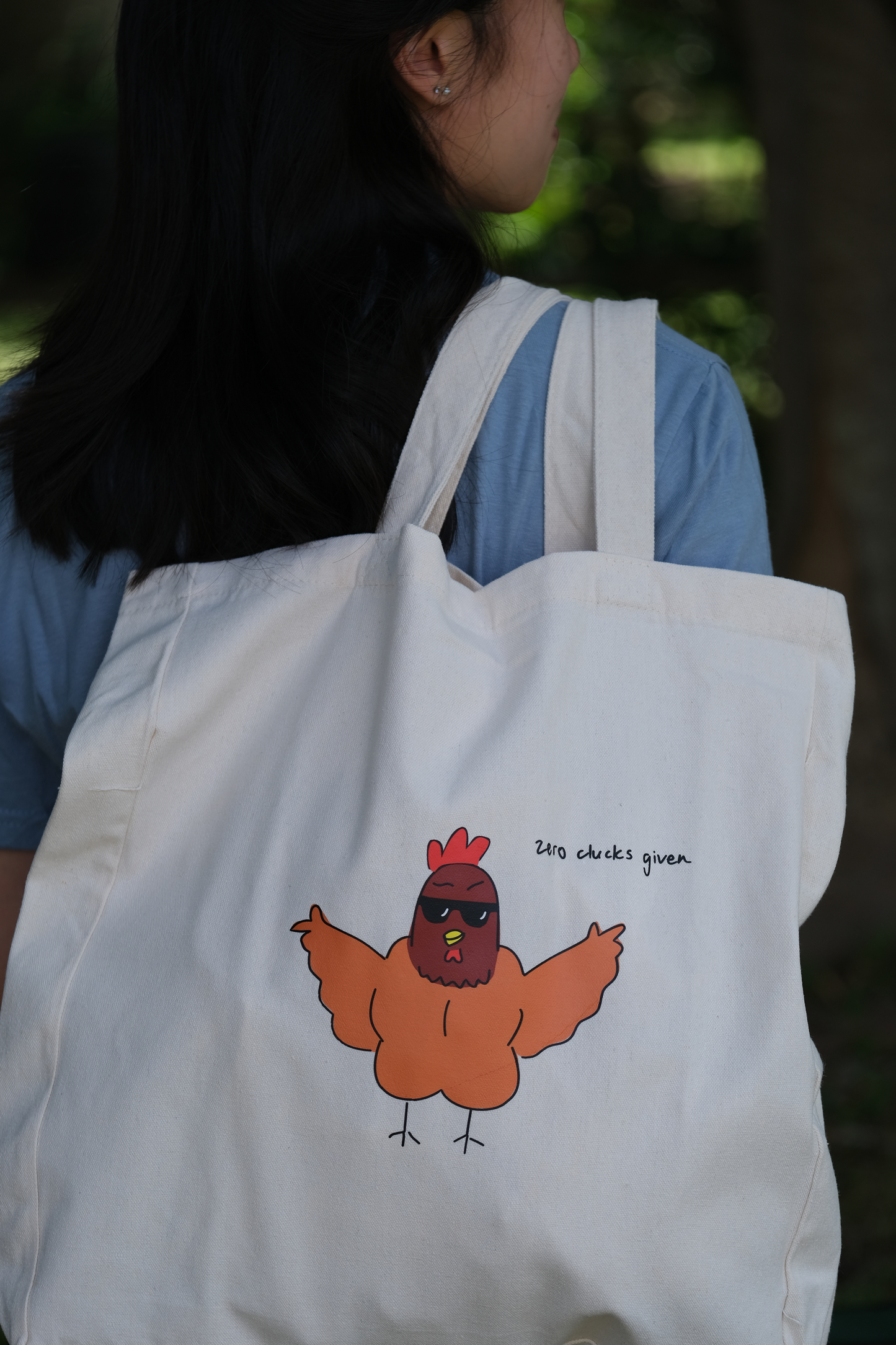Zero clucks given tote bag