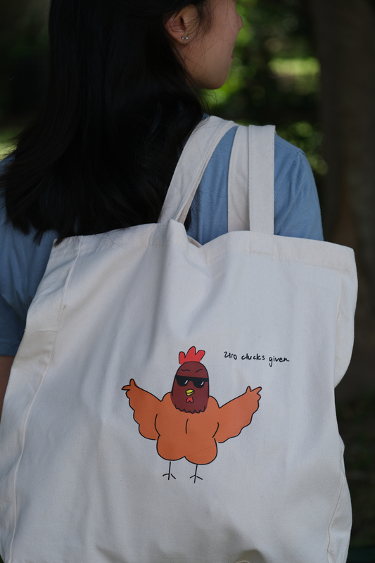 Zero clucks given tote bag